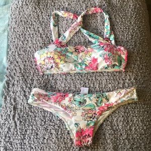 Floral print swim suit